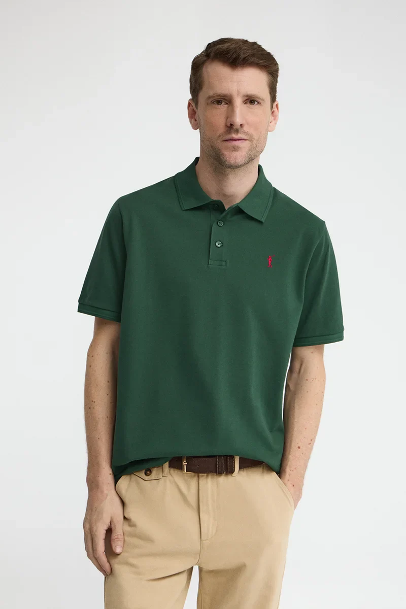Bottle-green short-sleeve polo shirt with Rigby Go embroidered logo - Image 2