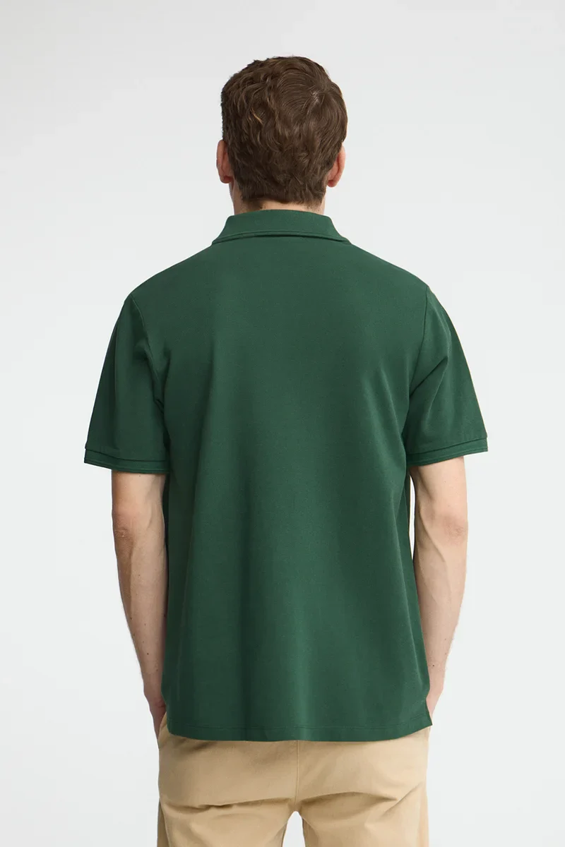 Bottle-green short-sleeve polo shirt with Rigby Go embroidered logo - Image 5