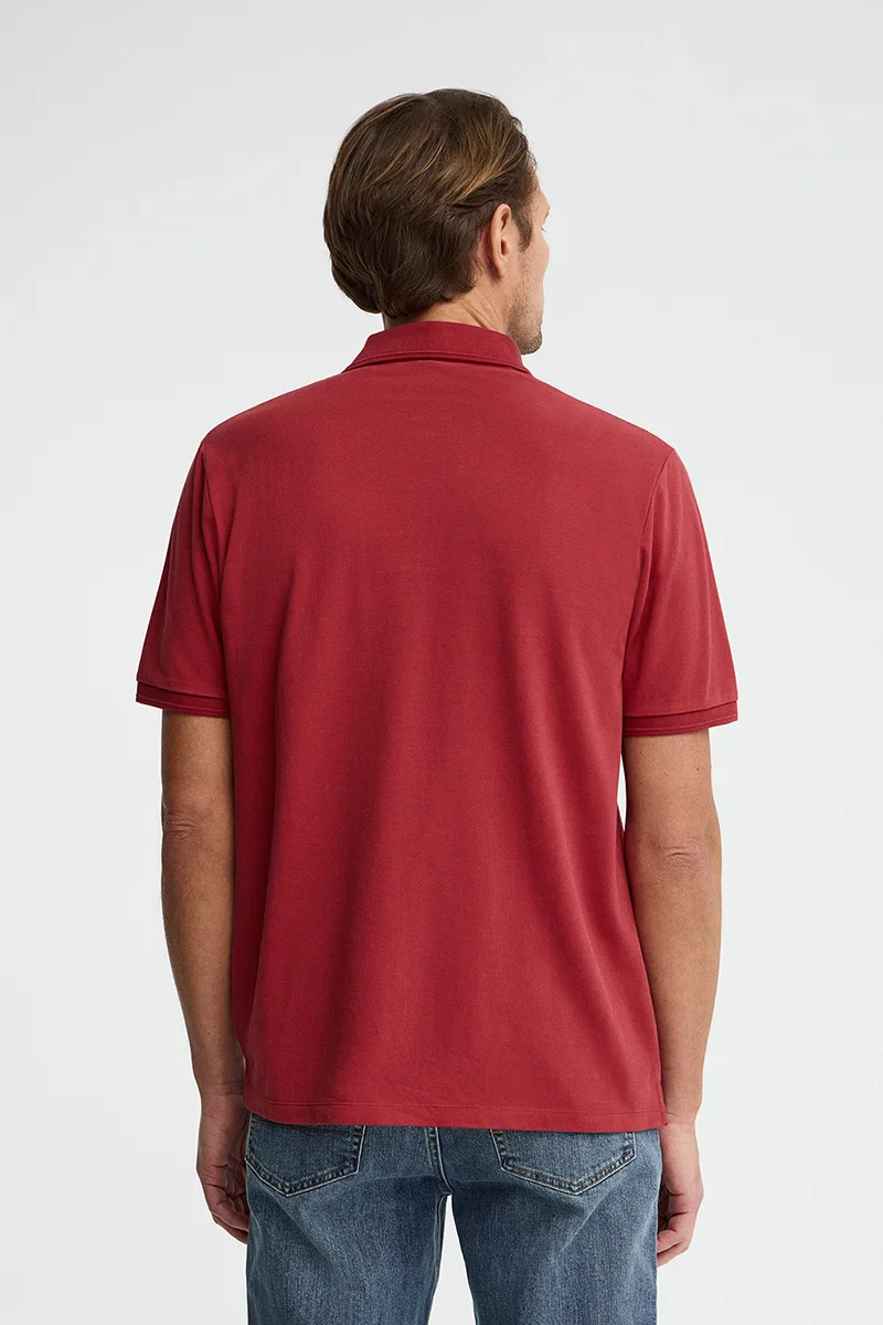 Burnt-red short-sleeve polo shirt with Rigby Go embroidered logo - Image 4