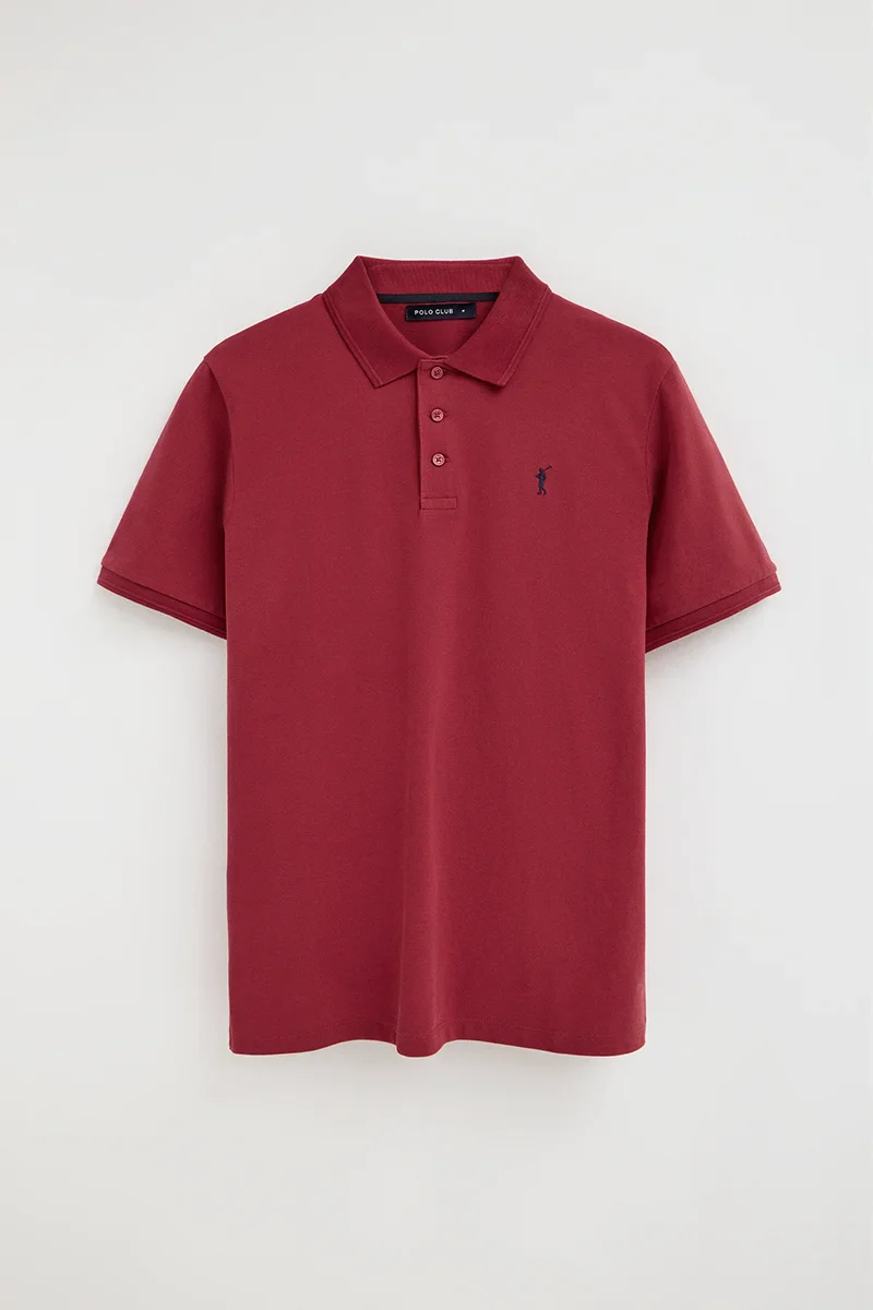 Burnt-red short-sleeve polo shirt with Rigby Go embroidered logo - Image 8