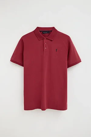 Burnt-red short-sleeve polo shirt with Rigby Go embroidered logo - Image 9