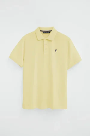 Light-yellow short-sleeve polo shirt with Rigby Go embroidered logo - Image 10