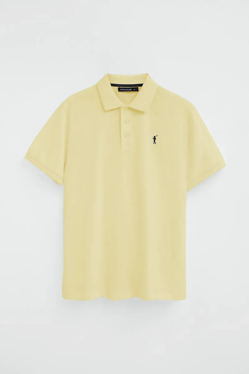 Light-yellow short-sleeve polo shirt with Rigby Go embroidered logo - Image 9