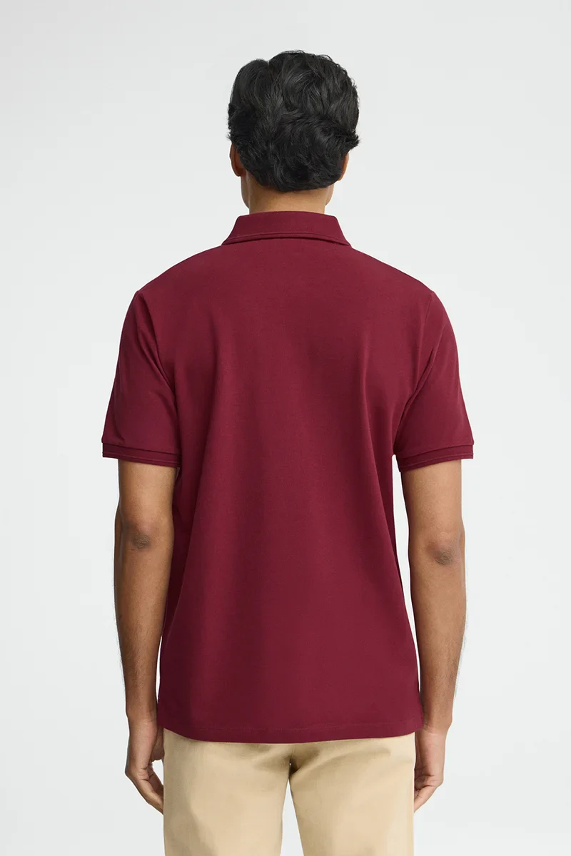 Maroon short-sleeve polo shirt with Rigby Go embroidered logo - Image 5