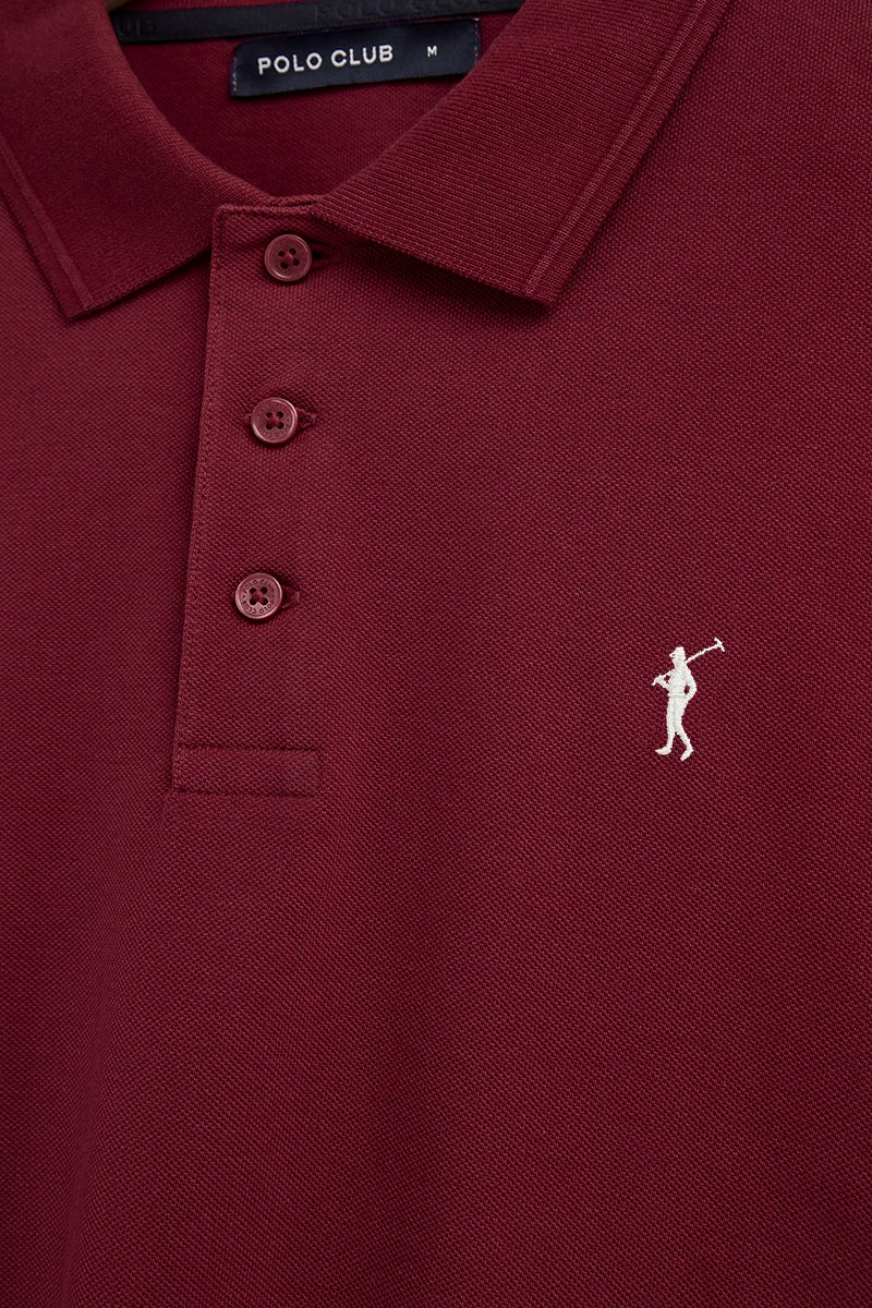 Maroon short-sleeve polo shirt with Rigby Go embroidered logo - Image 8