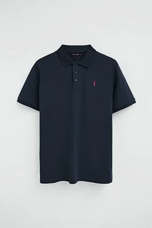 Navy-blue short-sleeve polo shirt with Rigby Go embroidered logo - Image 11