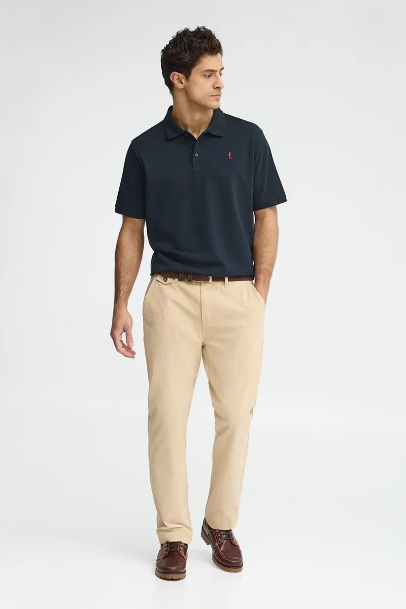 Navy-blue short-sleeve polo shirt with Rigby Go embroidered logo - Image 4