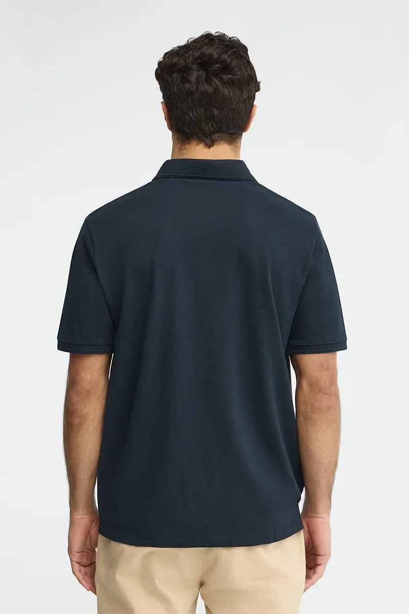 Navy-blue short-sleeve polo shirt with Rigby Go embroidered logo - Image 5