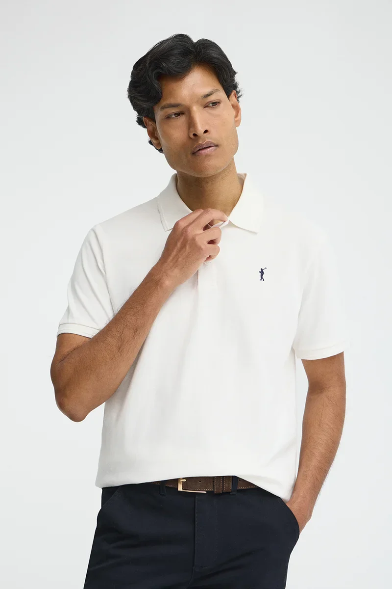 Nude short-sleeve polo shirt with Rigby Go embroidered logo
