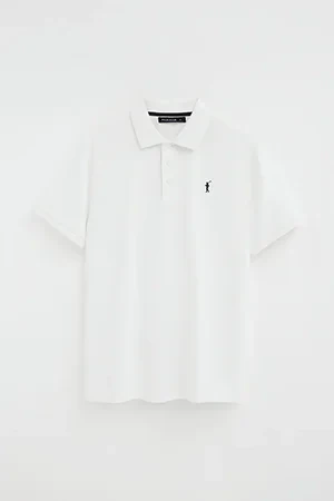 White short-sleeve polo shirt with Rigby Go embroidered logo - Image 11