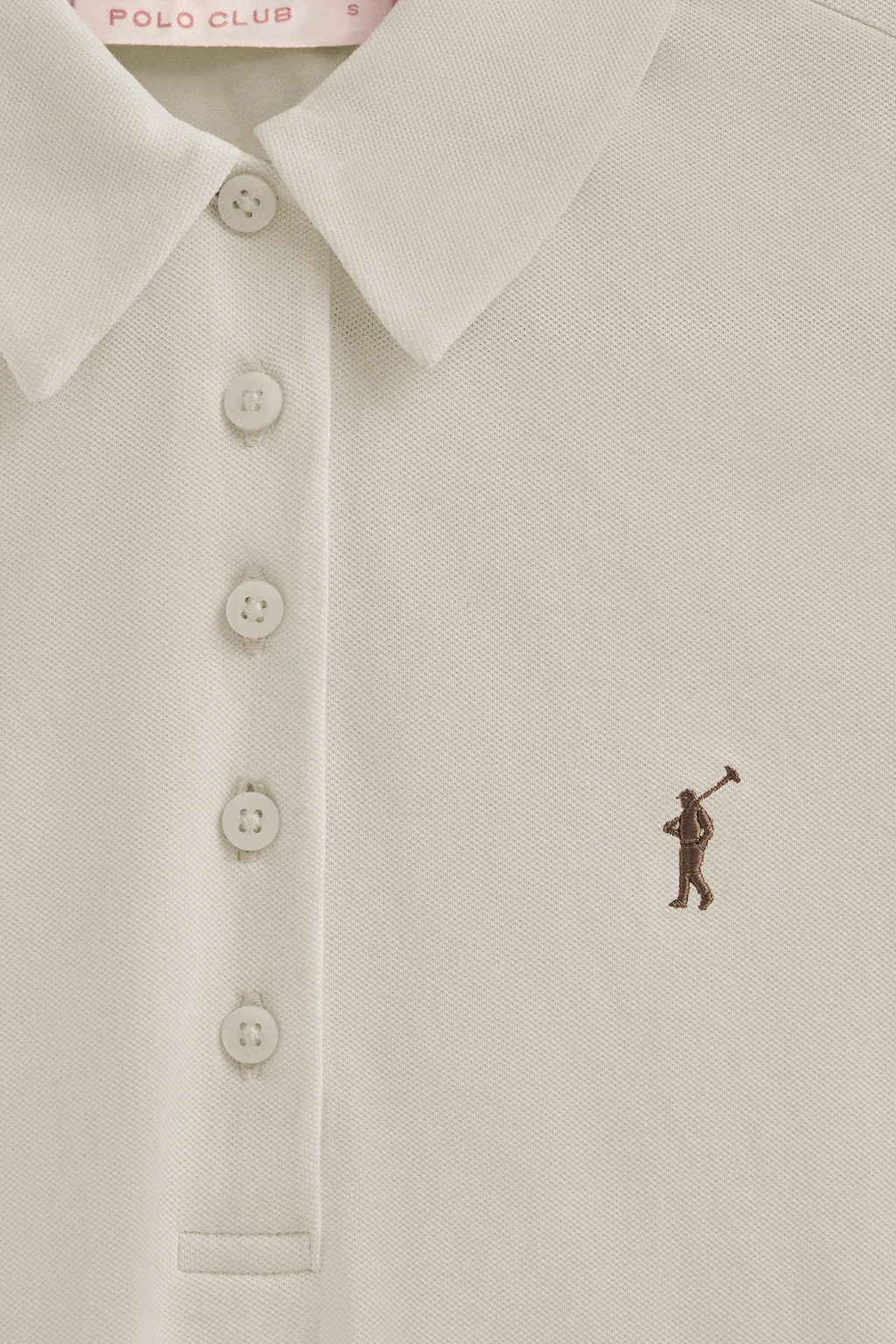 Beige pique polo shirt with five-button collar and Rigby Go embroidery - Image 6