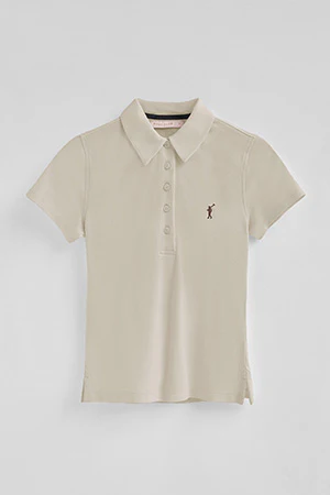 Beige pique polo shirt with five-button collar and Rigby Go embroidery - Image 9