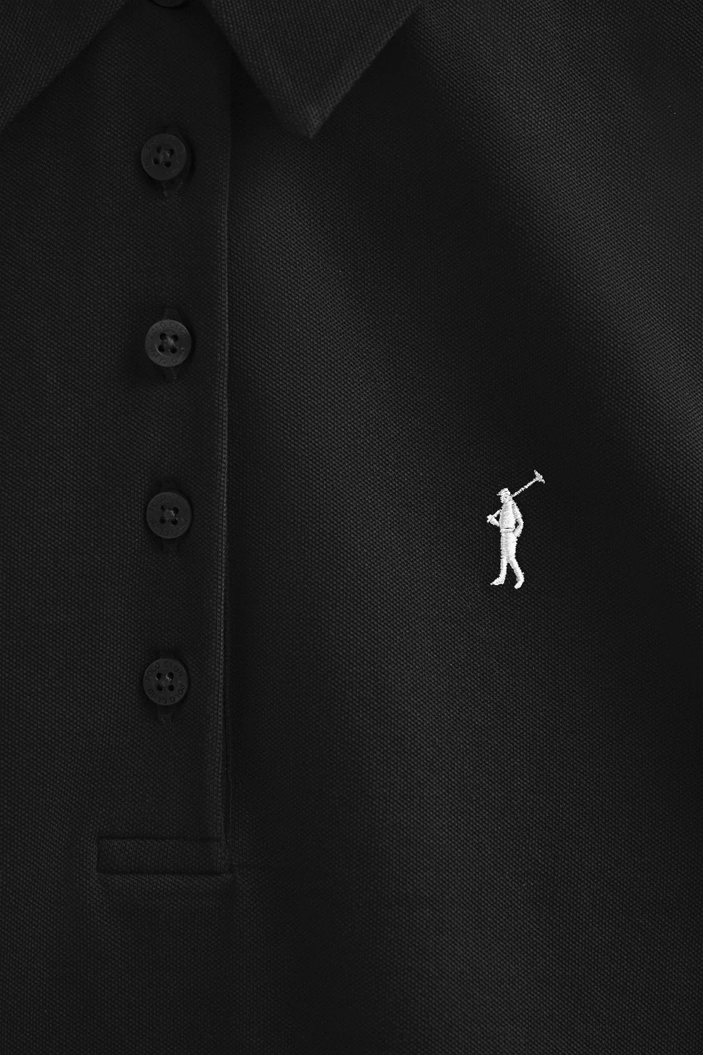 Black pique polo shirt with five-button collar and Rigby Go embroidery - Image 6