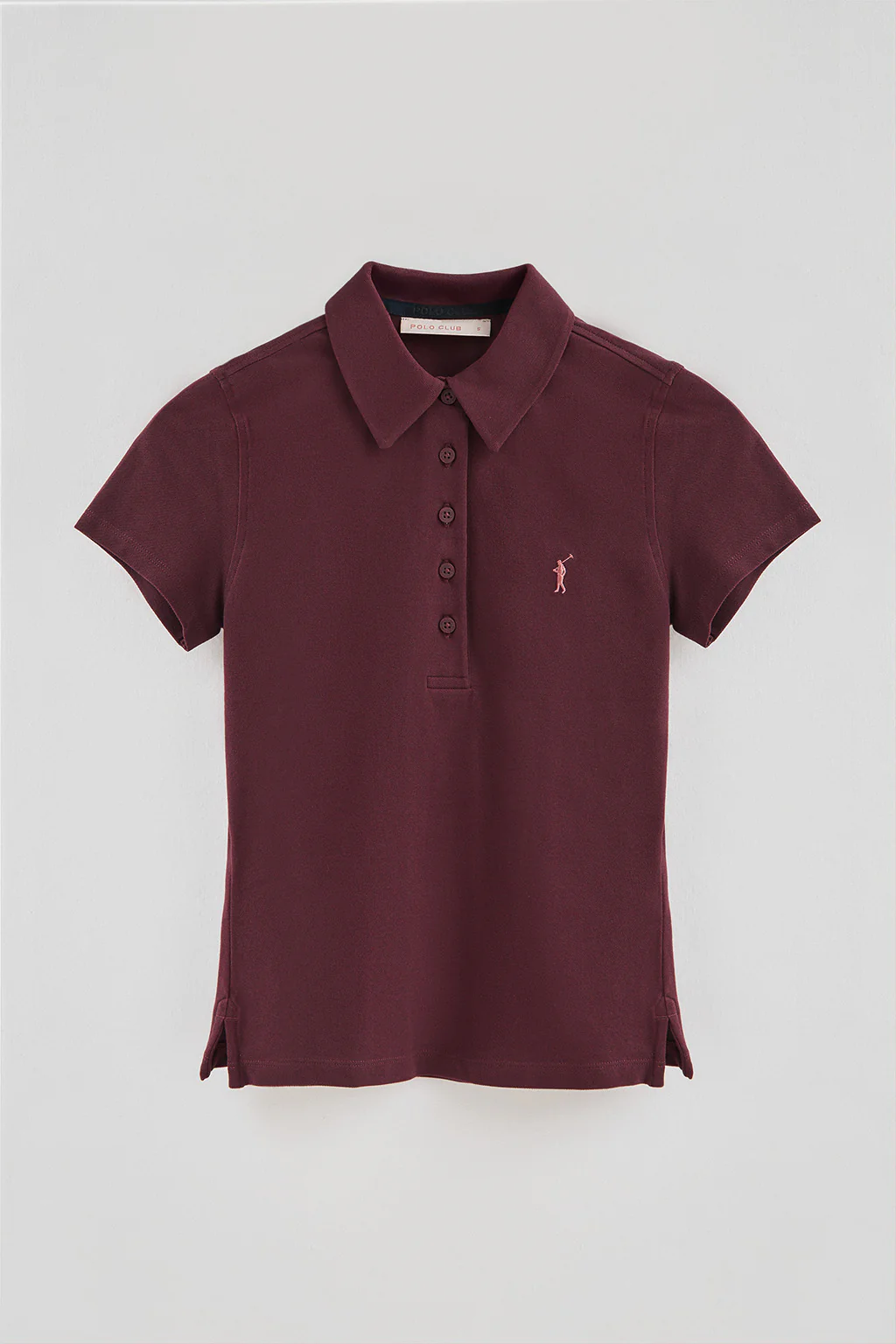Burgundy pique polo shirt with five-button collar and Rigby Go embroidery - Image 5