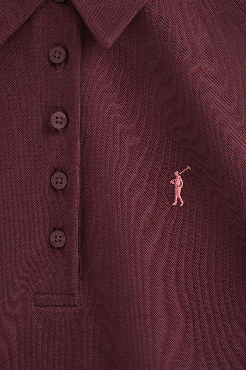 Burgundy pique polo shirt with five-button collar and Rigby Go embroidery - Image 6
