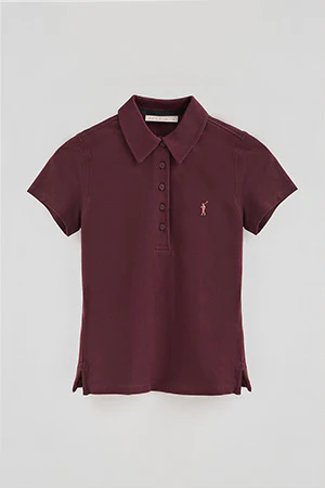 Burgundy pique polo shirt with five-button collar and Rigby Go embroidery - Image 8