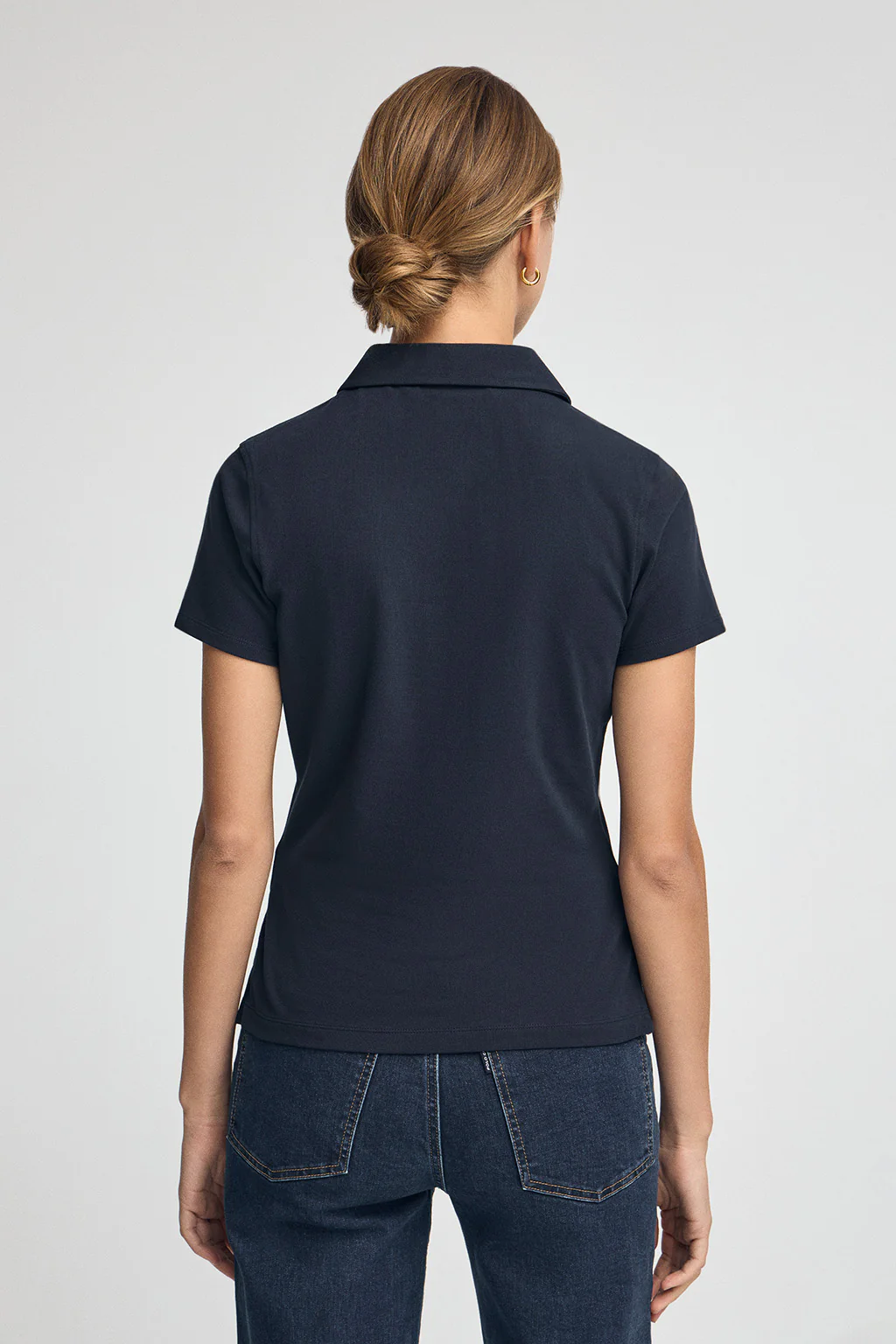 Dark-blue pique polo shirt with five-button collar and Rigby Go embroidery - Image 4