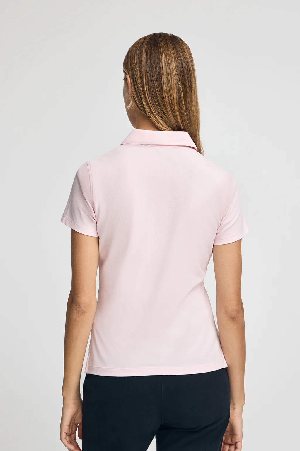 Pink pique polo shirt with five-button collar and Rigby Go embroidery - Image 4