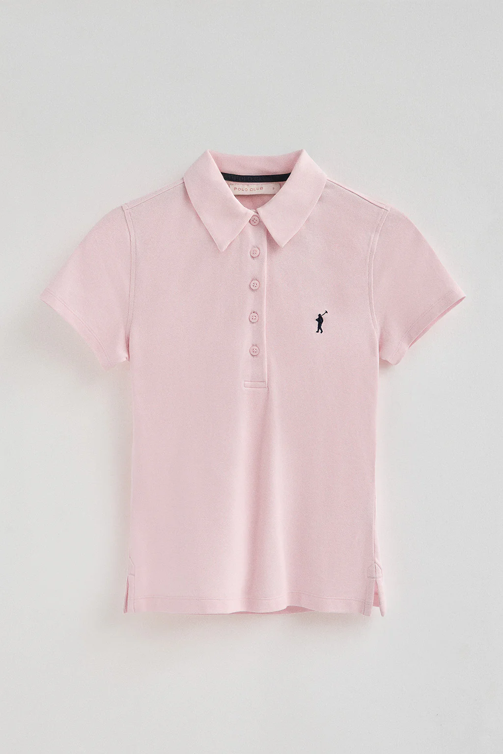 Pink pique polo shirt with five-button collar and Rigby Go embroidery - Image 5