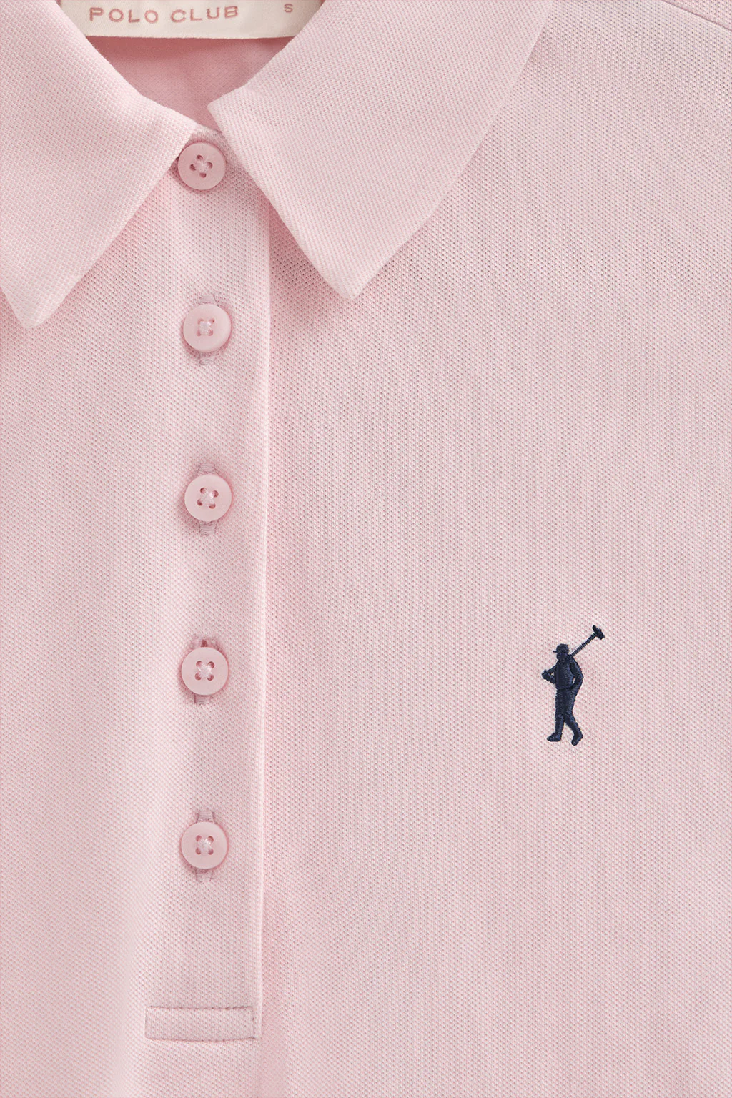 Pink pique polo shirt with five-button collar and Rigby Go embroidery - Image 6