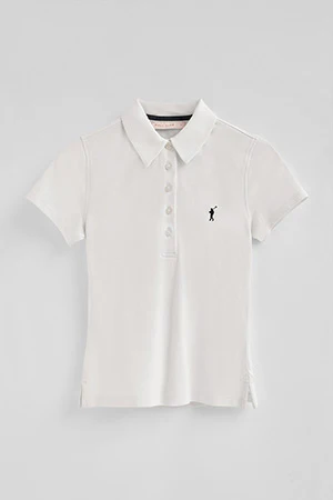 White pique polo shirt with five-button collar and Rigby Go embroidery - Image 9
