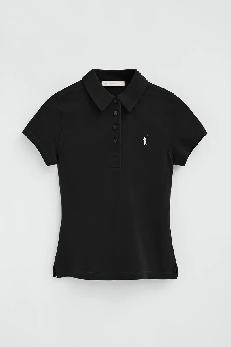 Black short-sleeve polo shirt with slim fit and Rigby Go embroidery - Image 5