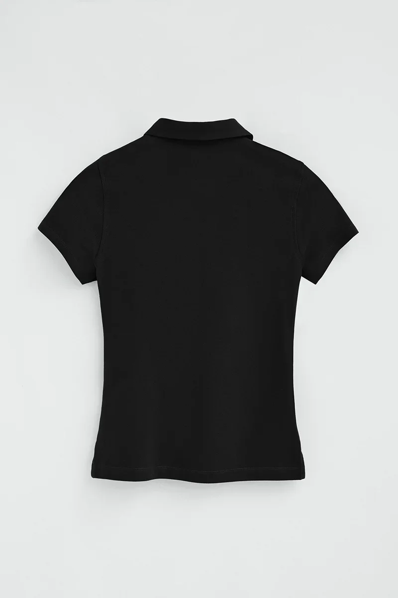 Black short-sleeve polo shirt with slim fit and Rigby Go embroidery - Image 7