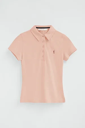 Blush-pink short-sleeve polo shirt with slim fit and Rigby Go embroidery - Image 10