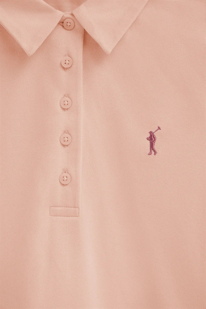 Blush-pink short-sleeve polo shirt with slim fit and Rigby Go embroidery - Image 7