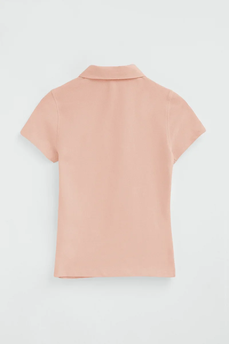 Blush-pink short-sleeve polo shirt with slim fit and Rigby Go embroidery - Image 8