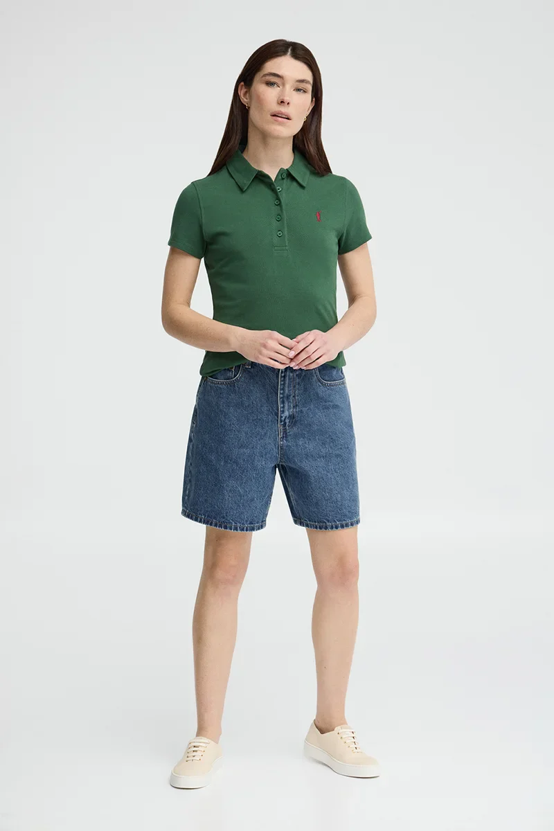 Bottle-green short-sleeve polo shirt with slim fit and Rigby Go embroidery - Image 3