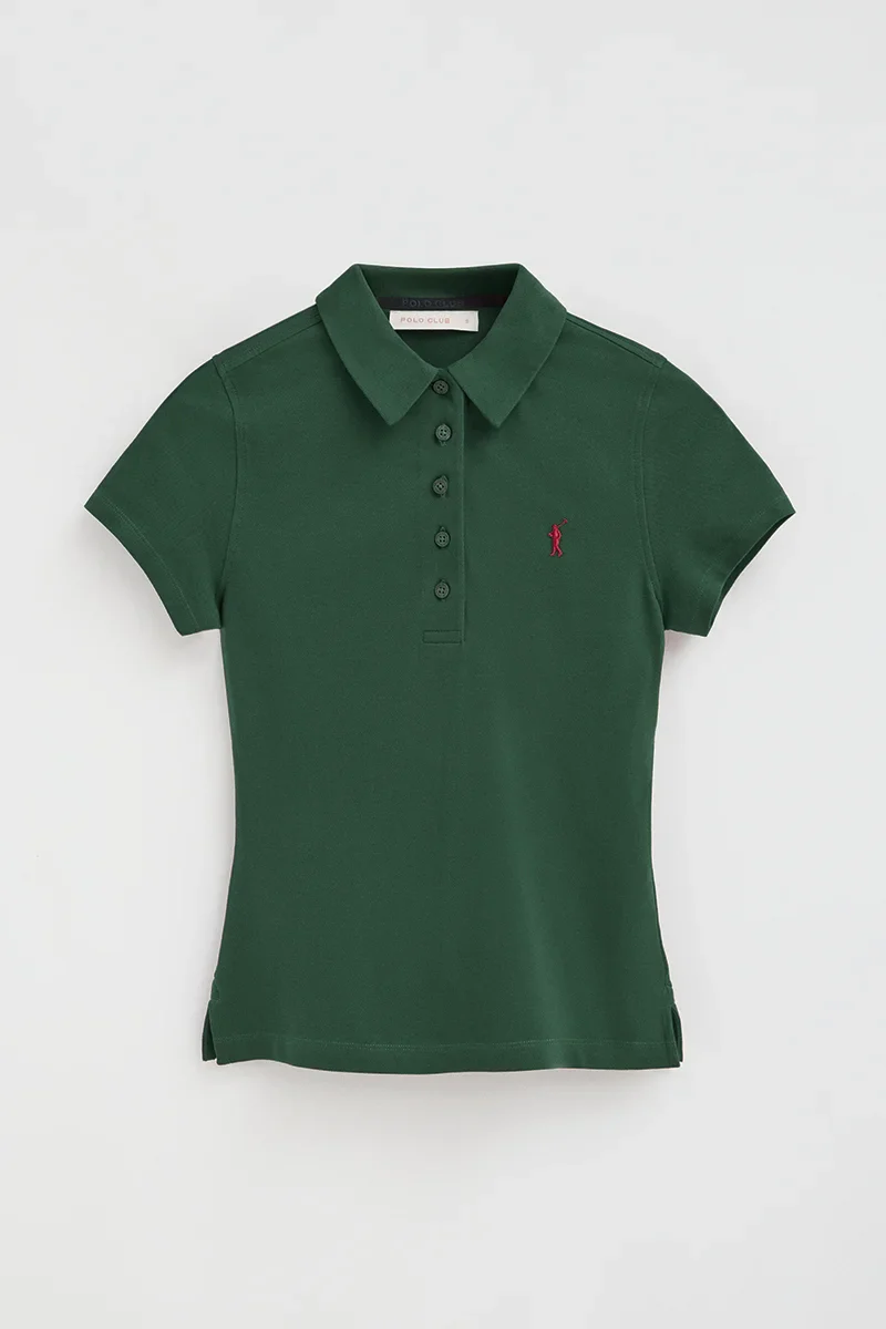 Bottle-green short-sleeve polo shirt with slim fit and Rigby Go embroidery - Image 6