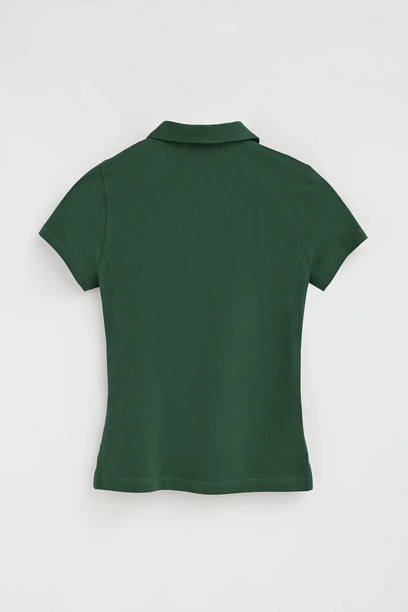 Bottle-green short-sleeve polo shirt with slim fit and Rigby Go embroidery - Image 8