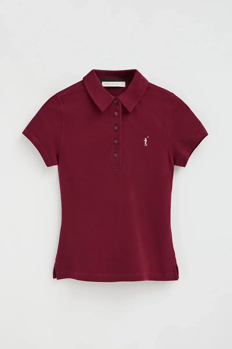 Maroon short-sleeve polo shirt with slim fit and Rigby Go embroidery - Image 7