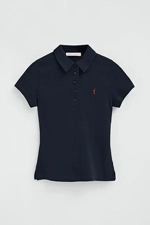 Navy-blue short-sleeve polo shirt with slim fit and Rigby Go embroidery - Image 10