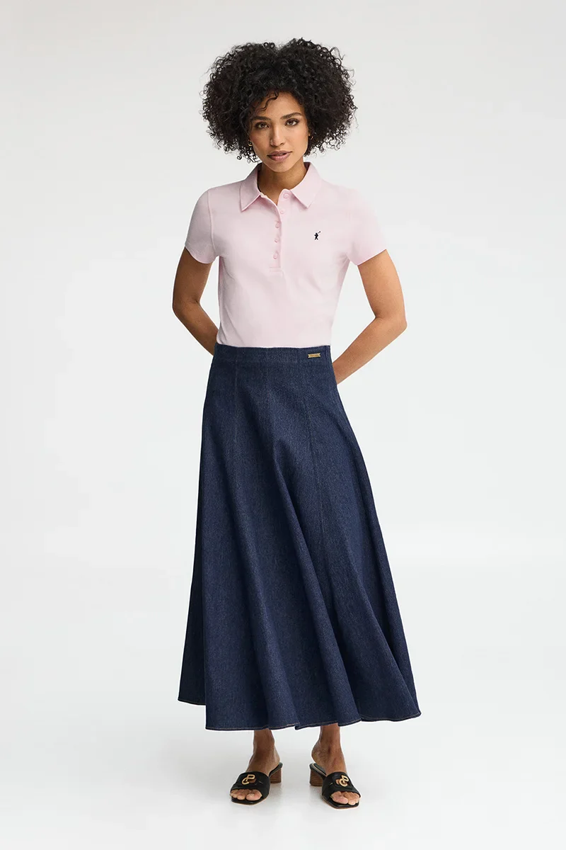 Pink short-sleeve polo shirt with slim fit and Rigby Go embroidery - Image 4