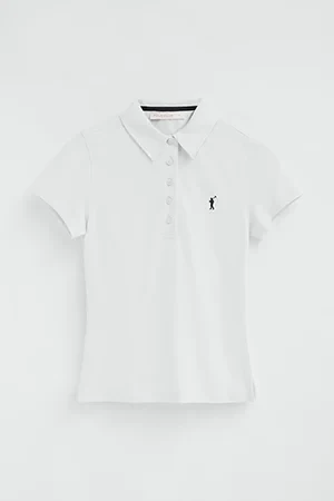 White short-sleeve polo shirt with slim fit and Rigby Go embroidery - Image 10
