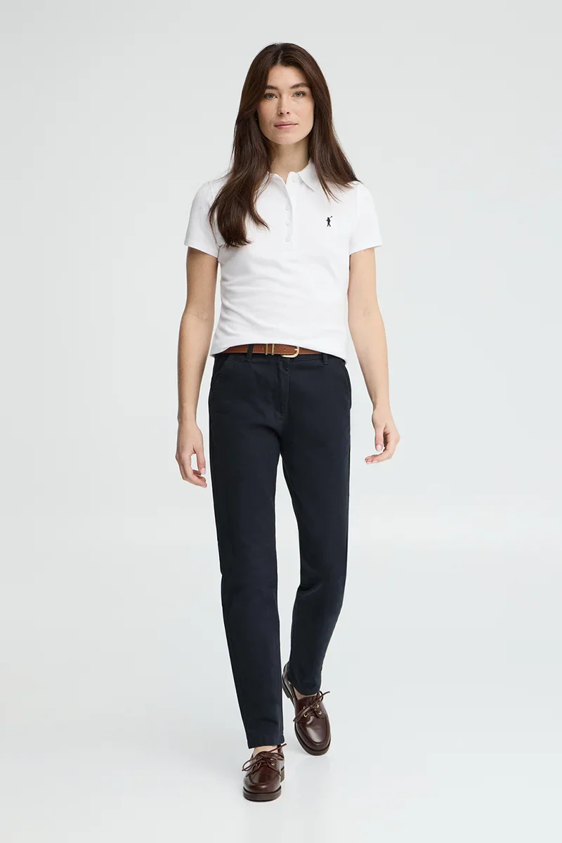 White short-sleeve polo shirt with slim fit and Rigby Go embroidery - Image 3