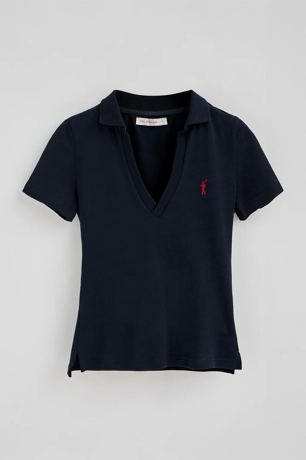 Navy-blue buttonless polo shirt in linen and cotton with Rigby Go embroidered logo - Image 4