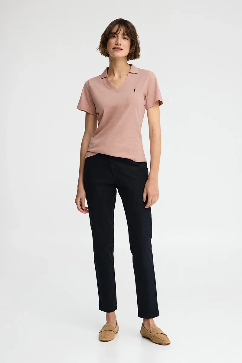 Pale-pink cotton-linen polo shirt with buttonless collar and Rigby Go embroidery - Image 4