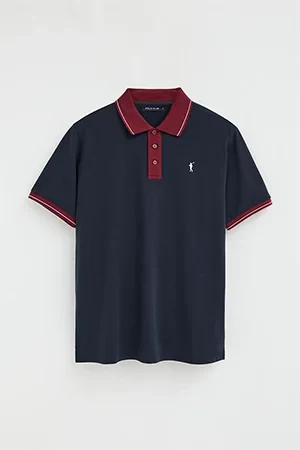 Navy-blue polo shirt with contrast details and Rigby Go embroidery - Image 10