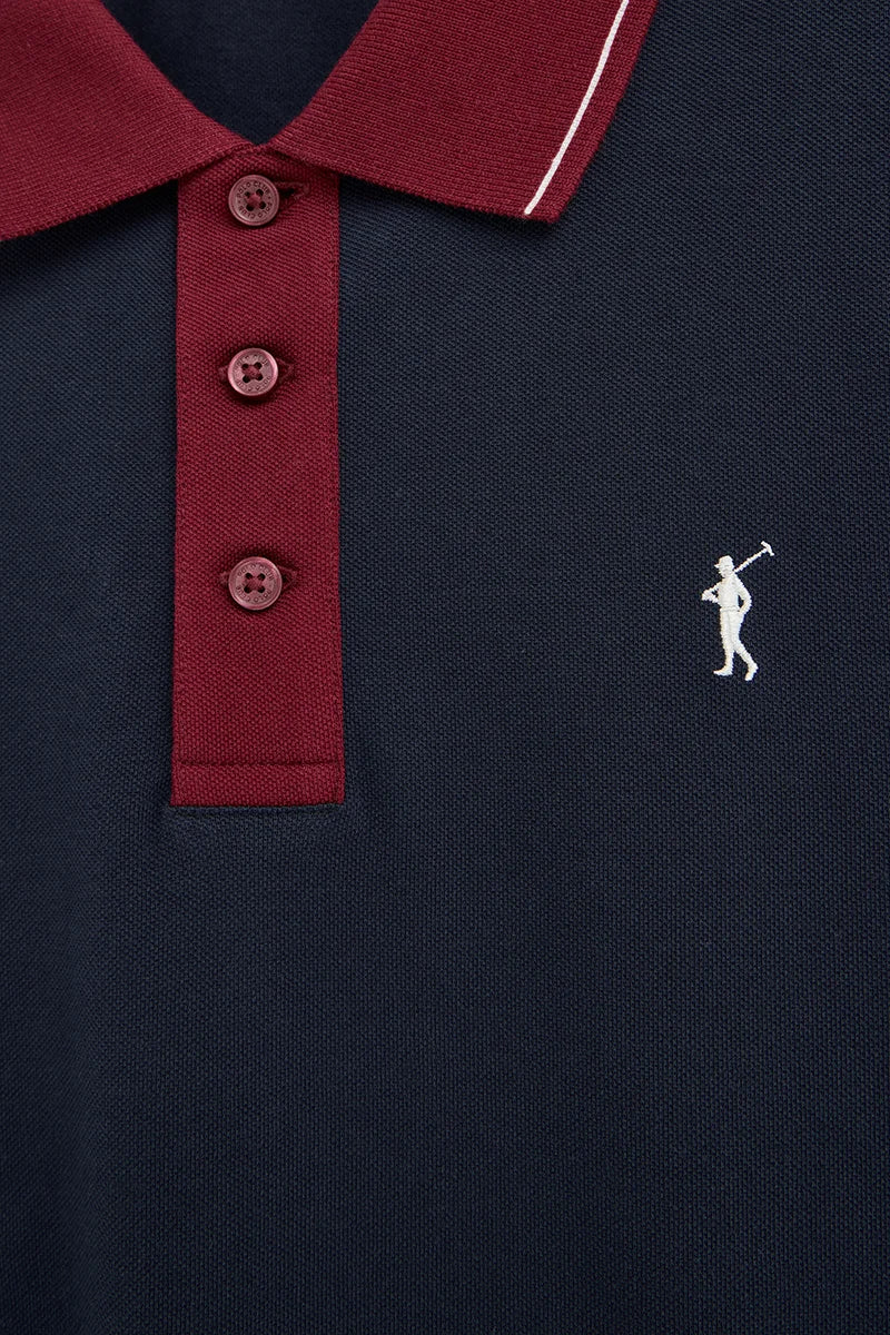 Navy-blue polo shirt with contrast details and Rigby Go embroidery - Image 7
