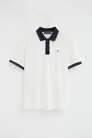 Nude polo shirt with contrast details and Rigby Go embroidery - Image 10