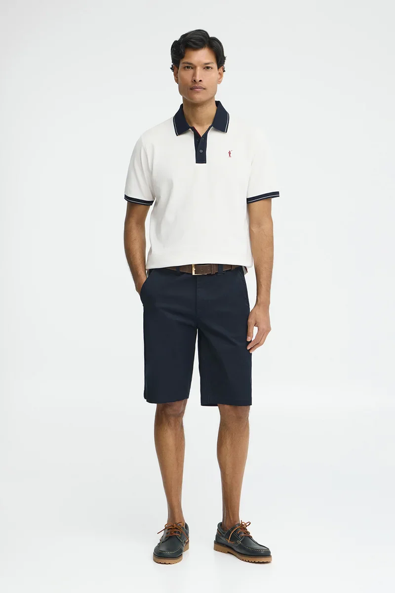 Nude polo shirt with contrast details and Rigby Go embroidery - Image 4