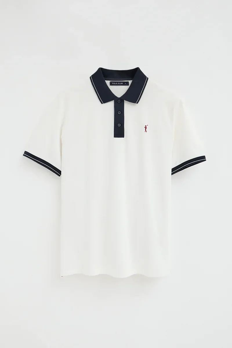 Nude polo shirt with contrast details and Rigby Go embroidery - Image 6