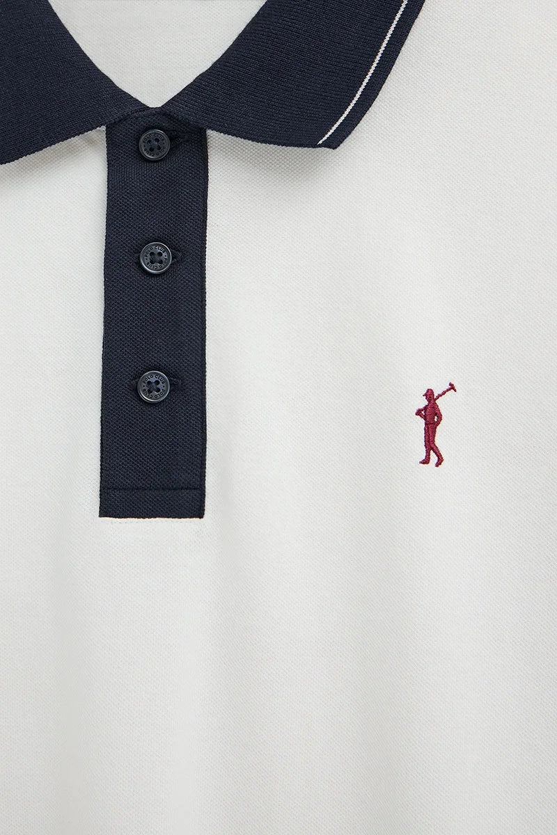 Nude polo shirt with contrast details and Rigby Go embroidery - Image 7