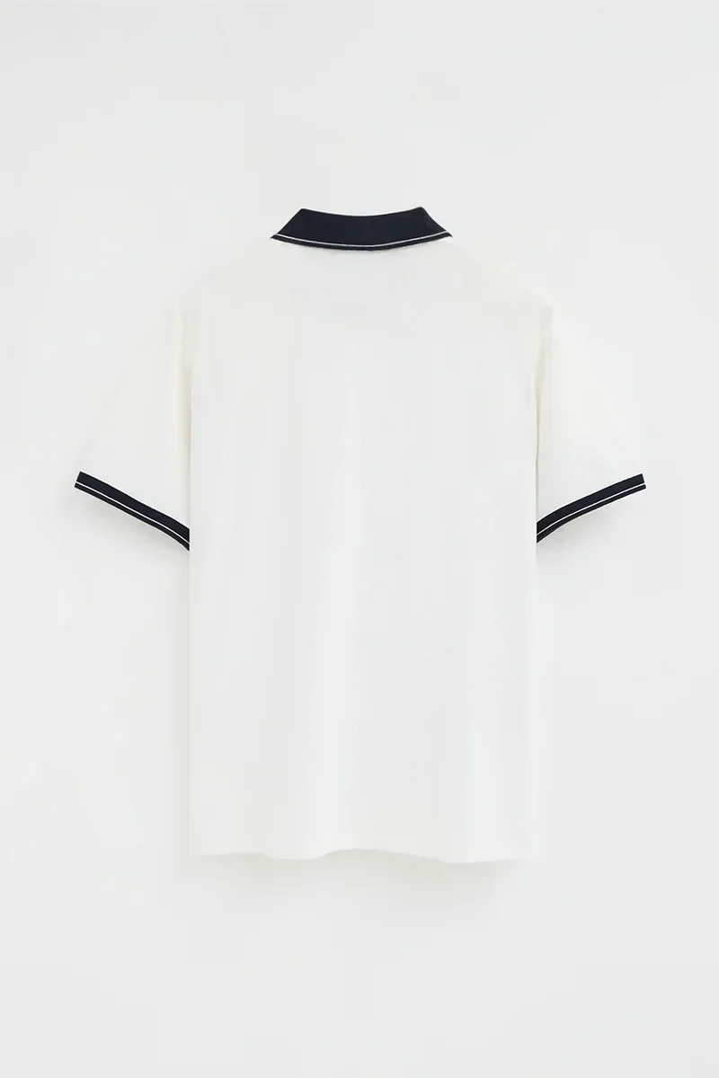 Nude polo shirt with contrast details and Rigby Go embroidery - Image 8