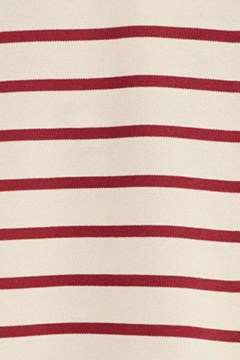Striped V-neck buttonless polo shirt Polo Club in cream and burnt red - Image 11