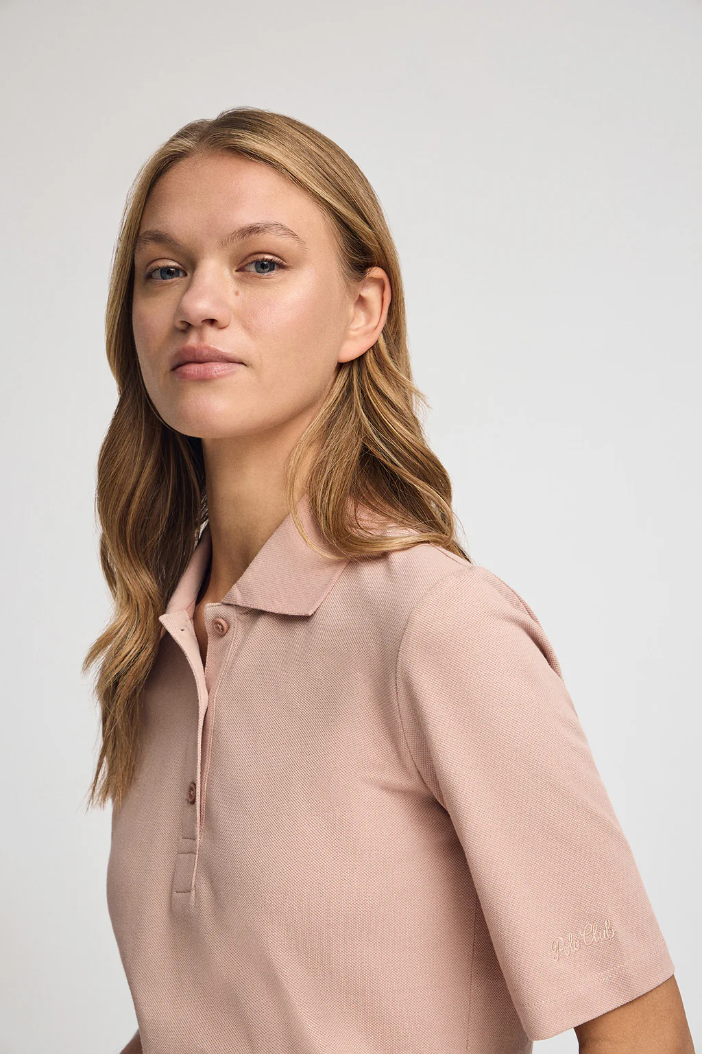 Pale-pink half-sleeve polo shirt with Polo Club embroidery - Image 2