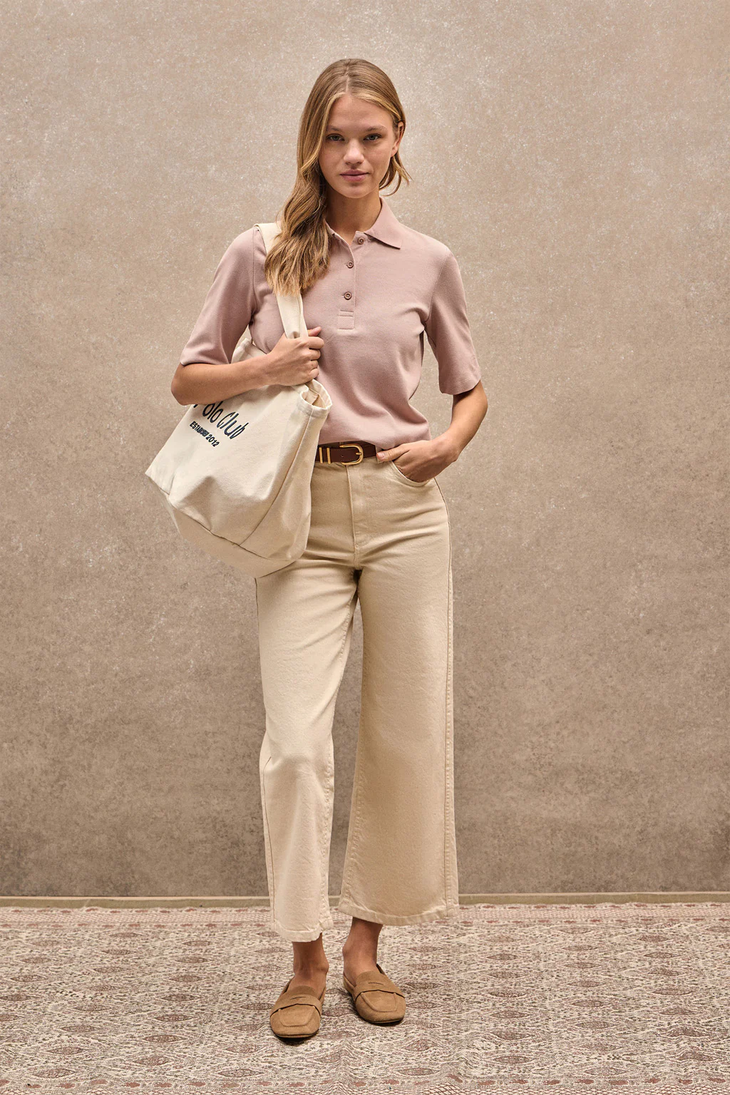 Pale-pink half-sleeve polo shirt with Polo Club embroidery - Image 3